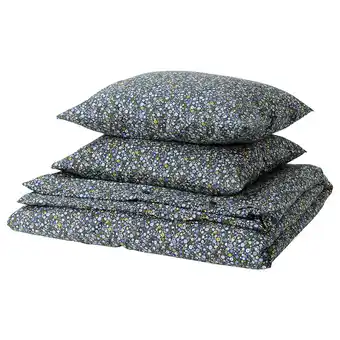 IKEA Rosentibast dynetrekk og 2 putevar, mørk blå/flerfarget, 240x220/50x60 cm tilbud