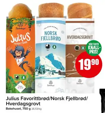 Spar Julius Favorittbrød/Norsk Fjellbrød/ Hverdagsgrovt tilbud