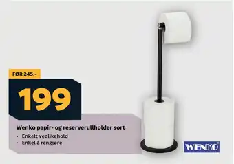 Megaflis Wenko papir- og reserverullholder sort tilbud