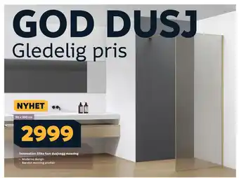 Megaflis Innovation silke fast dusjvegg messing tilbud