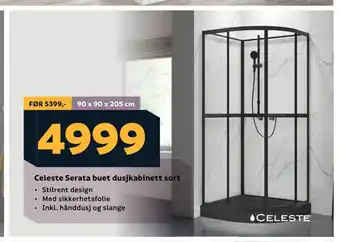 Megaflis Celeste serata buet dusjkabinett sort tilbud
