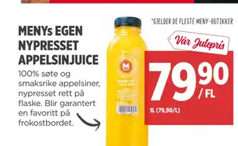Meny Menys egen nypresset appelsinjuice tilbud