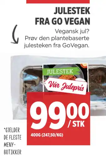 Meny Julestek fra go vegan tilbud