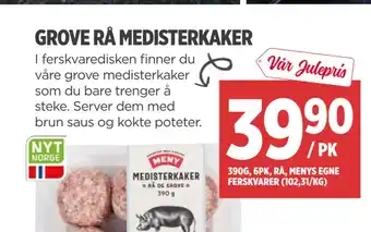 Meny Grove rå medisterkaker tilbud