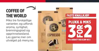 Meny Coffee of the world tilbud