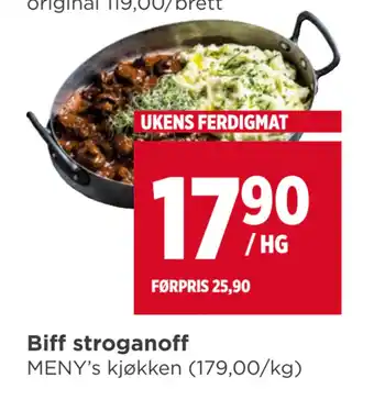 Meny Biff stroganoff tilbud