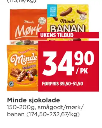 Meny Minde sjokolade tilbud