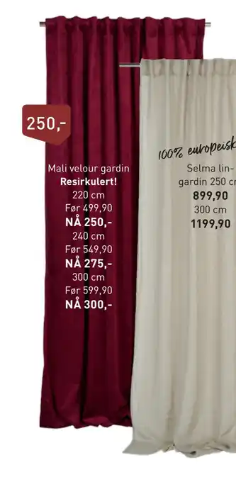 Kid Interiør Mali velour gardin tilbud