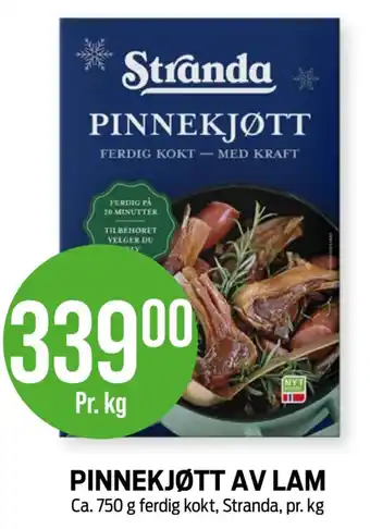 Kiwi PINNEKJØTT AV LAM Ca. 750 g ferdig kokt, Stranda, pr. kg tilbud