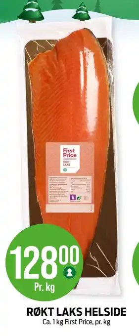 Kiwi RØKT LAKS HELSIDE Ca. 1 kg First Price, pr. kg tilbud