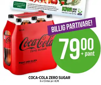 Kiwi COCA-COLA ZERO SUGAR 6 x 1,5 liter, pr. 1 8,78 tilbud
