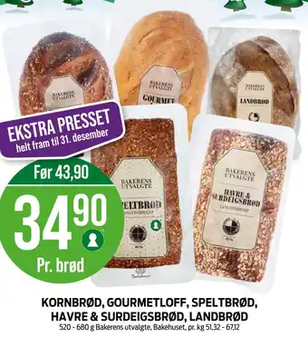 Kiwi KORNBRØD, GOURMETLOFF, SPELTBRØD, HAVRE & SURDEIGSBRØD, LANDBRØD tilbud