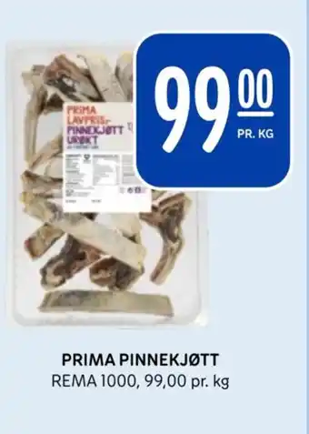 Rema 1000 PRIMA PINNEKJØTT REMA 1000, 99,00 pr. kg tilbud