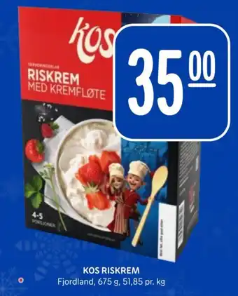Rema 1000 KOS RISKREM Fjordland, 675 g, 51,85 pr. kg tilbud