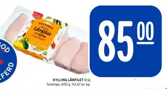 Rema 1000 KYLLING LÅRFILET O Solvinge, 600 g, 141,67 pr. kg tilbud