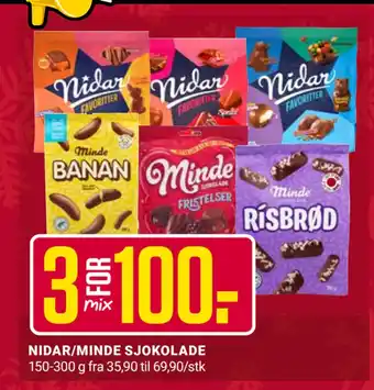 Europris Nidar/minde sjokolade tilbud