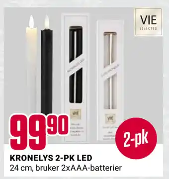 Europris Kronelys 2-pk led tilbud