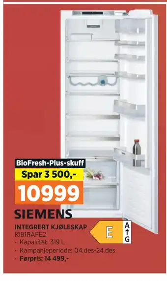 POWER Integrert kjøleskap tilbud