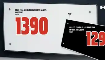 Coop Obs Adax clea h10 glass panelovn m/wifi, hvit/sort tilbud