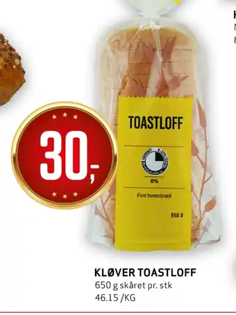 Bunnpris Kløver toastloff tilbud