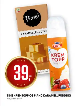 Bunnpris Tine kremtopp og piano karamellpudding tilbud