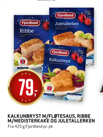 Bunnpris Kalkunbryst m/fløtesaus, ribbe m/medisterkake og juletallerken tilbud