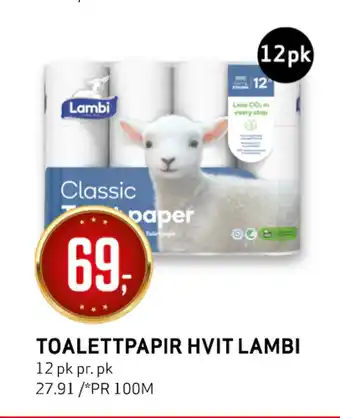 Bunnpris Toalettpapir hvit lambi tilbud