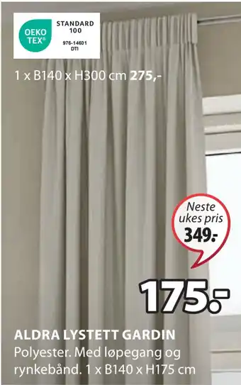 JYSK Aldra lystett gardin tilbud