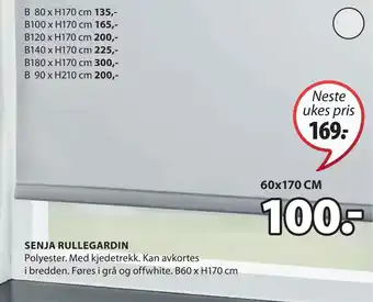 JYSK Senja rullegardin tilbud