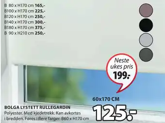 JYSK Bolga lystett rullegardin tilbud