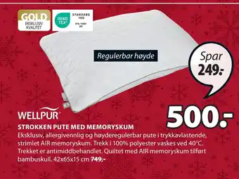 JYSK Strokken pute med memoryskum tilbud