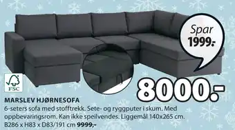 JYSK Marslev hjørnesofa tilbud