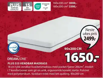 JYSK Plus s15 vendbar madrass tilbud