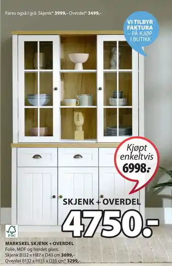 JYSK Skjenk + overdel tilbud