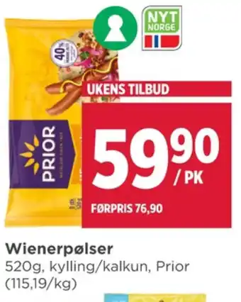 Meny Prior wienerpølser tilbud