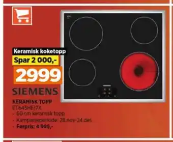 POWER Siemens induksjonsplate tilbud