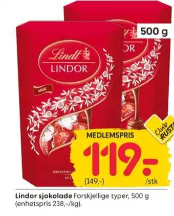 Rusta Lindt lindor konfekt tilbud