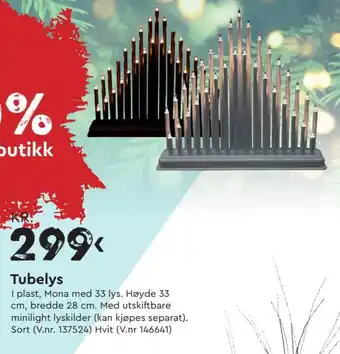 Mekk Tubelys I plast, Mona med 33 lys. Høyde 33 cm tilbud