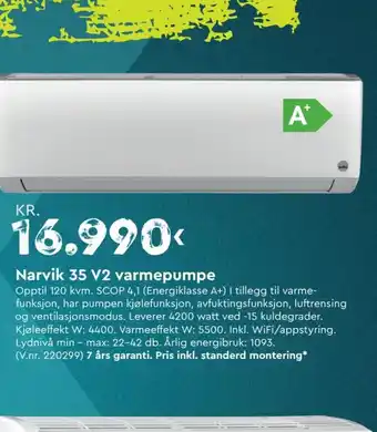 Mekk Narvik 35 V2 varmepumpe tilbud