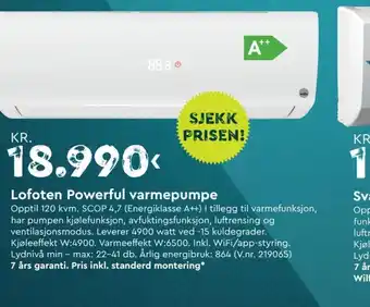 Mekk Lofoten Powerful varmepumpe tilbud