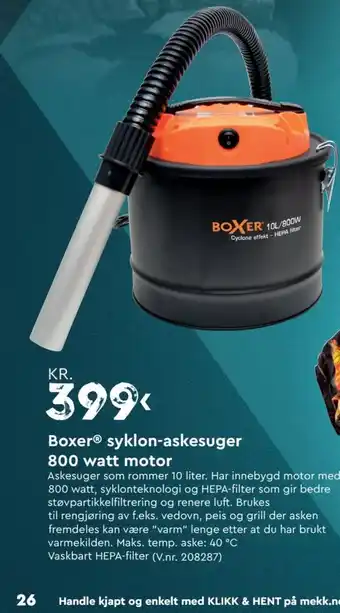 Mekk Boxer syklon-askesuger 800 watt motor tilbud