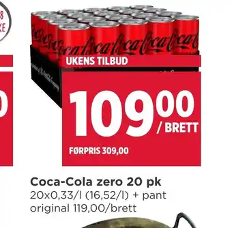 Meny Coca-Cola zero 20 pk tilbud