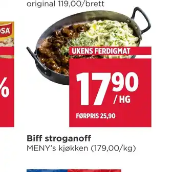 Meny Biff stroganoff tilbud