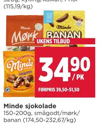 Meny Minde sjokolade tilbud