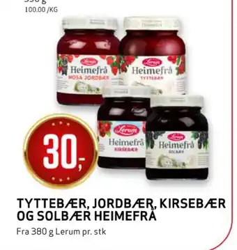 Bunnpris Tyttebær, jordbær, kirsebær og solbær heimefra tilbud
