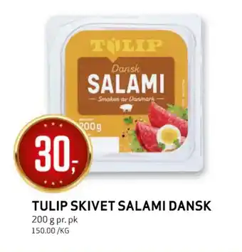 Bunnpris Tulip skivet salami dansk tilbud