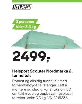 XXL Sport Helsport scouter nordmarka 2, tunneltelt tilbud