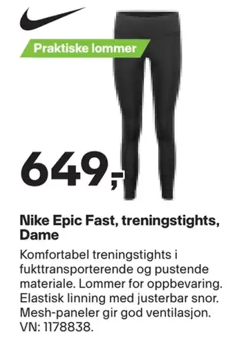 XXL Sport Nike epic fast, treningstights, dame tilbud