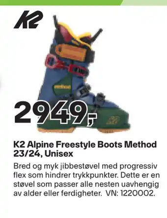 XXL Sport K2 alpine freestyle boots method 23/24, unisex tilbud