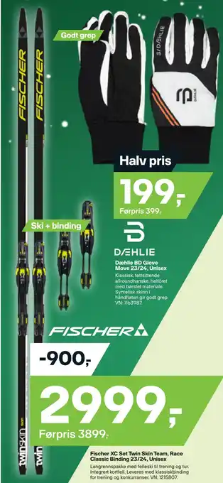 XXL Sport Fischer xc set twin skin team, race classic binding 23/24, unisex tilbud